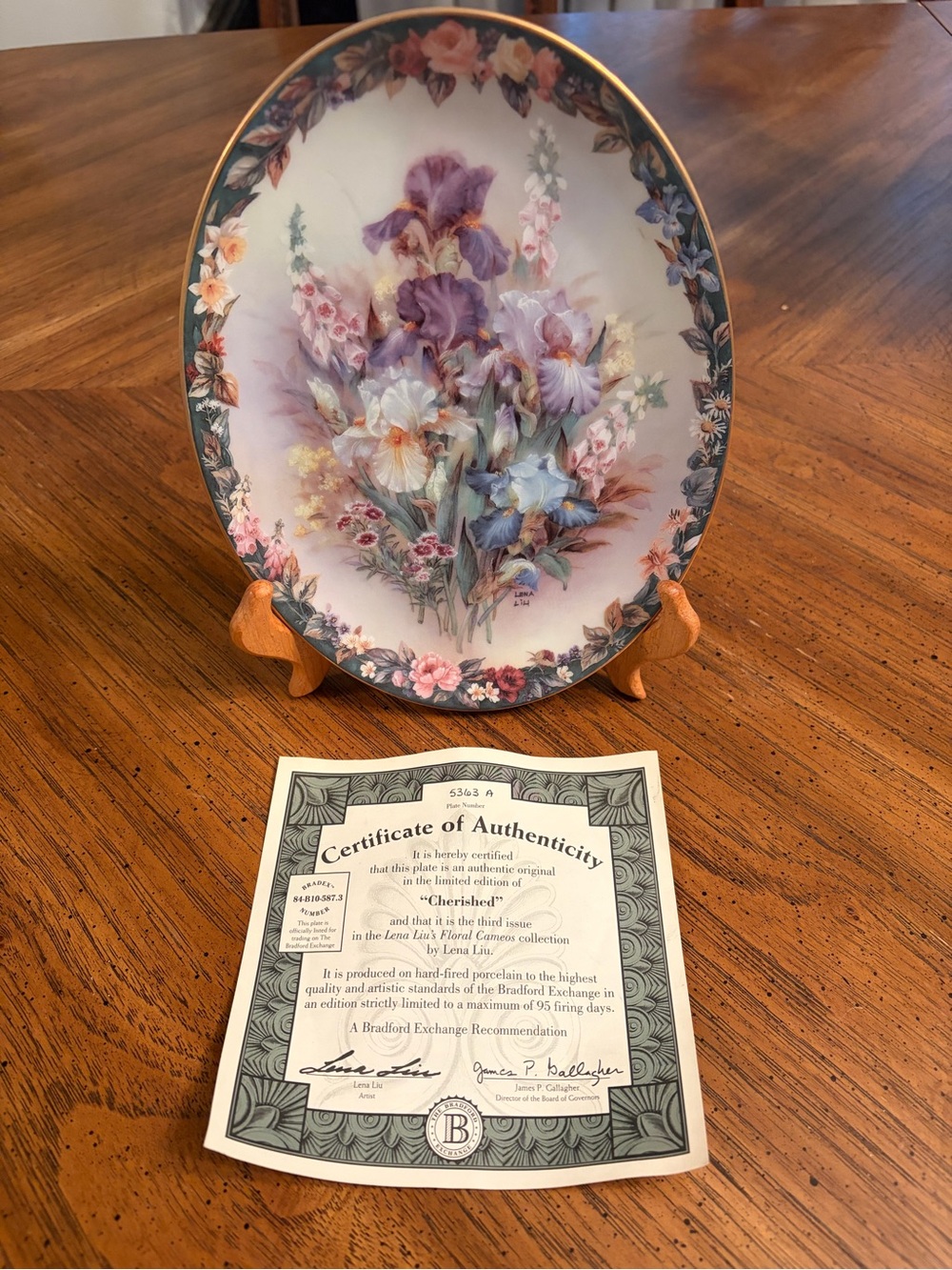 The Bradford Exchange Decorative Floral Plate “Cherished” Lena Liu #5363A